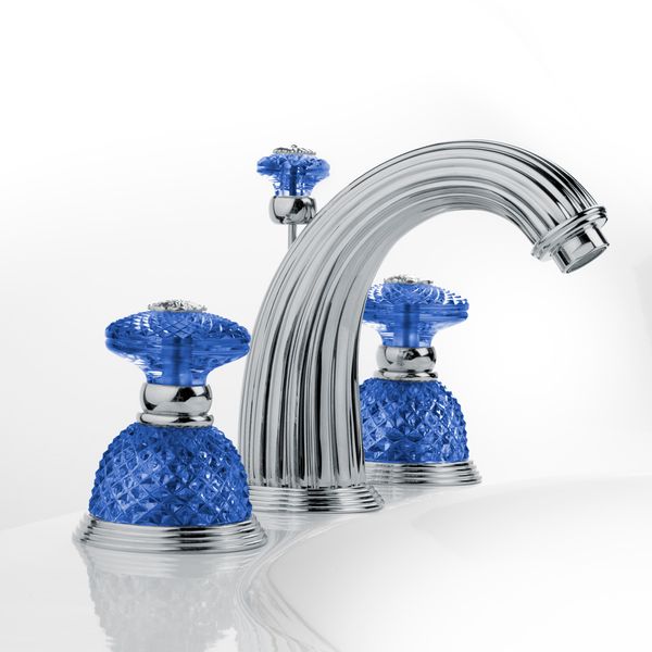  Vòi chậu rửa mặt cổ điển Dôme Diamant Blue Crystal polished chrome 