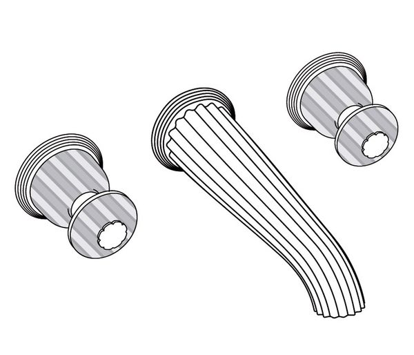  Vòi chậu rửa mặt gắn tường cổ điển Dôme Cannelé Pink Crystal bằng đồng - 1303 