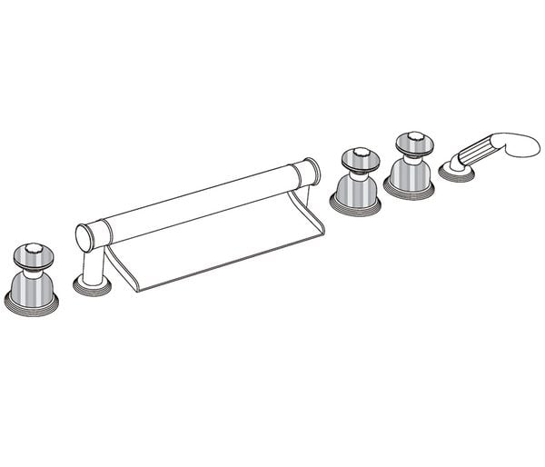  Vòi bồn tắm sáu lỗ cổ điển Dôme Cannelé Clear Crystal bằng đồng - 3307 