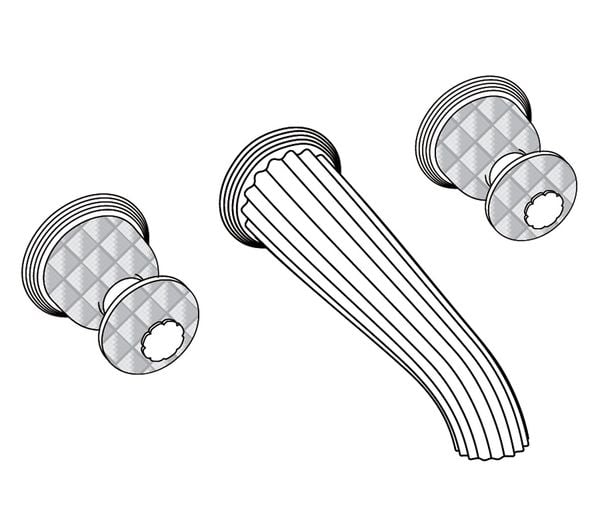  Vòi chậu rửa mặt gắn tường cổ điển Dôme Losange Clear Crystal bằng đồng - 1303 