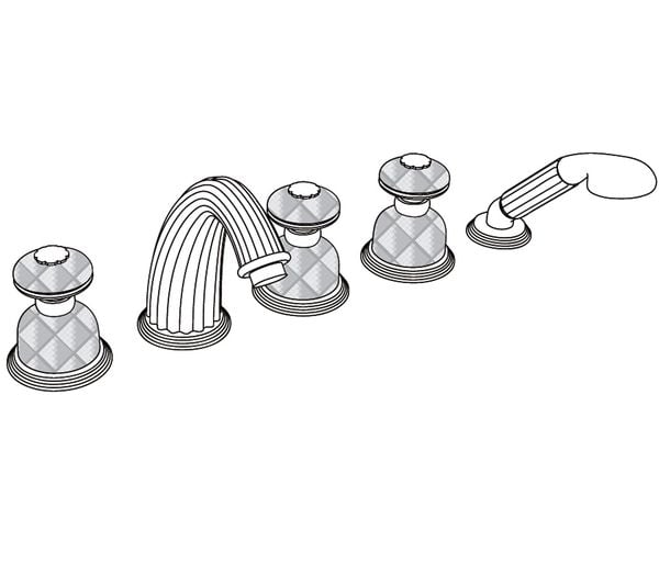  Vòi bồn tắm năm lỗ cổ điển Dôme Losange Clear Crystal bằng đồng - 3305 