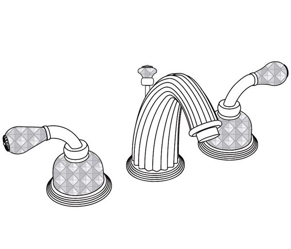  Vòi chậu rửa mặt cổ điển Dôme Manettes Diamant Blue Crystal bằng đồng - 1301 