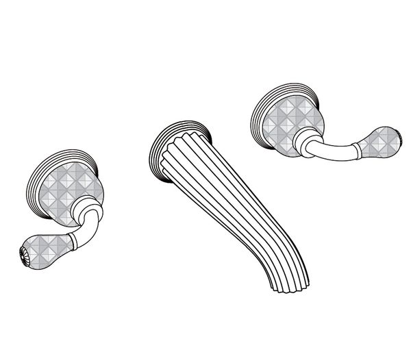  Vòi chậu rửa mặt gắn tường cổ điển Dôme Manettes Diamant Clear Crystal bằng đồng - 1303 