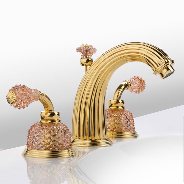  Vòi chậu rửa mặt cổ điển Dôme Manettes Diamant Pink Crystal bằng đồng - 1301 