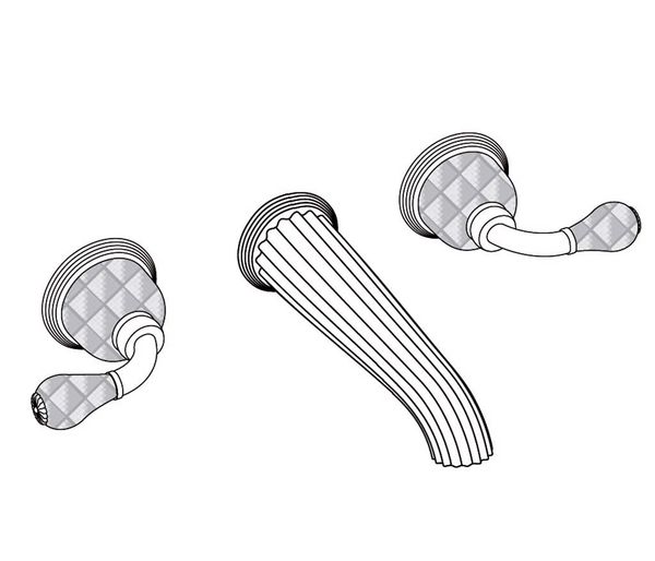  Vòi chậu rửa mặt gắn tường cổ điển Dôme Manettes Losange Blue Crystal bằng đồng - 1303 