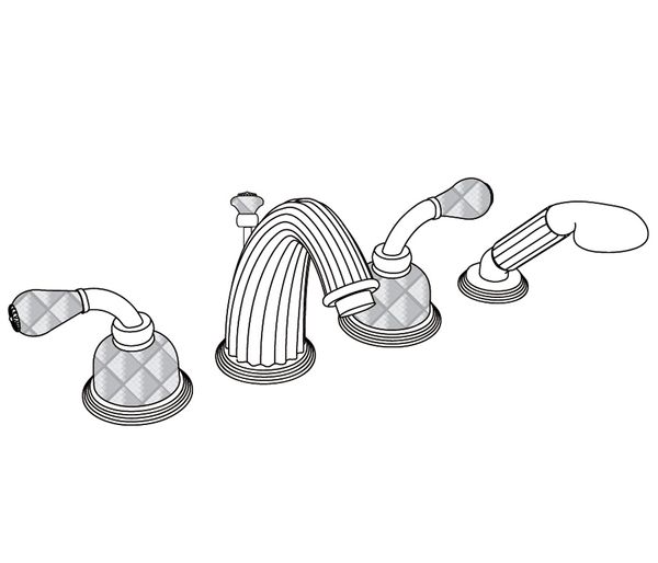  Vòi bồn tắm bốn lỗ cổ điển Dôme Manettes Losange Clear Crystal bằng đồng - 3304 