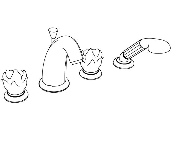  Vòi bồn tắm bốn lỗ cổ điển Odiot bằng đồng - 3304 