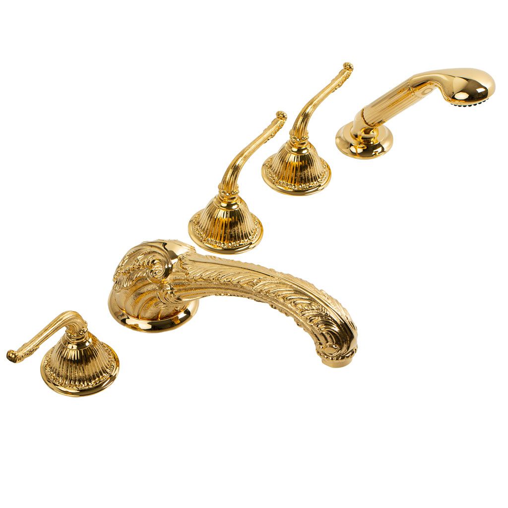  Vòi bồn tắm 5 lỗ cổ điển Versailles Manettes polished gold bằng đồng 