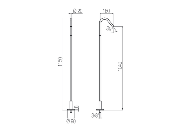  Vòi chậu lavabo chân dài gắn sàn bằng stainless steel Mirò - CHP1 