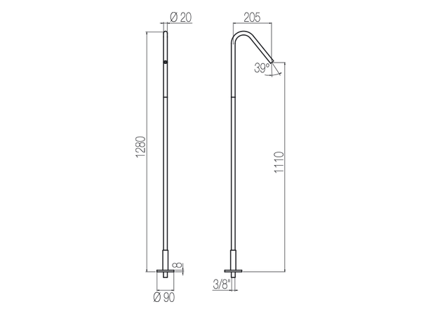  Vòi chậu lavabo chân dài gắn sàn bằng stainless steel Mirò - CHP2 