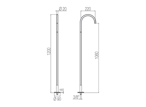  Vòi chậu lavabo chân dài gắn sàn bằng stainless steel Dorin - CHP50 