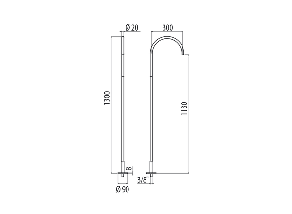  Vòi chậu lavabo chân dài gắn sàn bằng stainless steel Toki - CHP51 