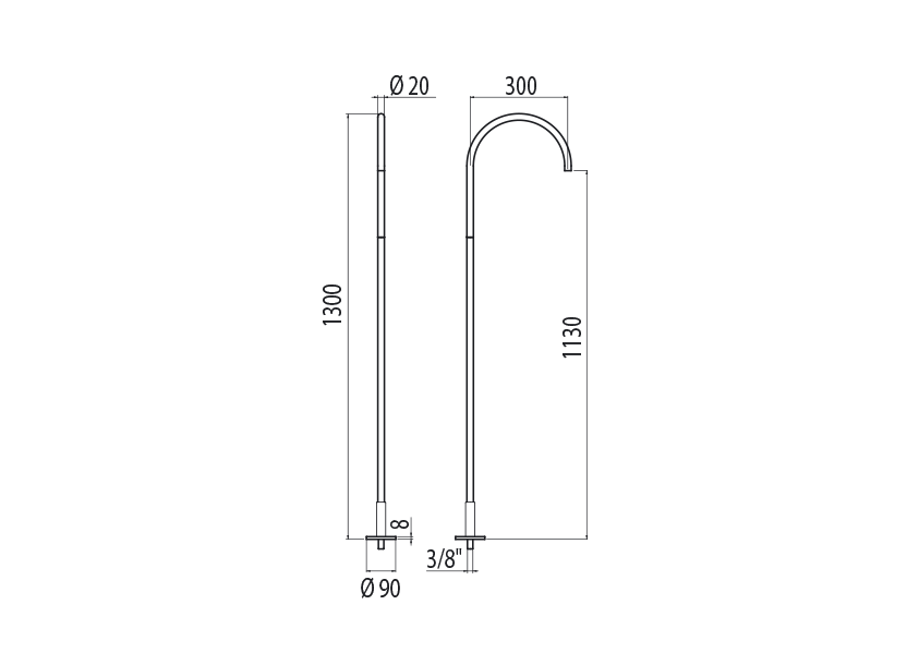  Vòi chậu lavabo chân dài gắn sàn bằng stainless steel Toki - CHP51 