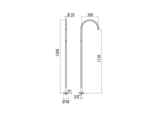 Vòi chậu lavabo chân dài gắn sàn bằng stainless steel Dorin - CHP51 