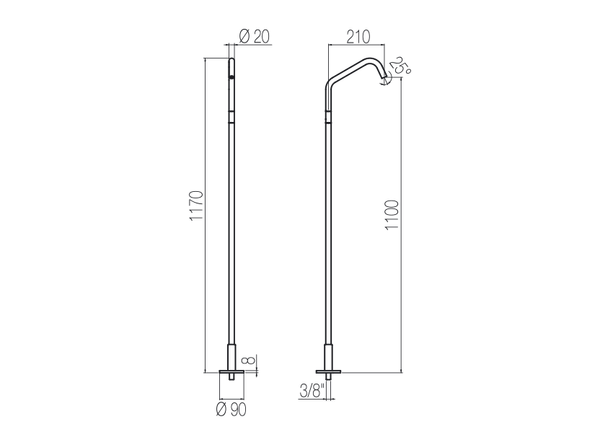  Vòi chậu lavabo chân dài gắn sàn bằng stainless steel Toox - CHP91 