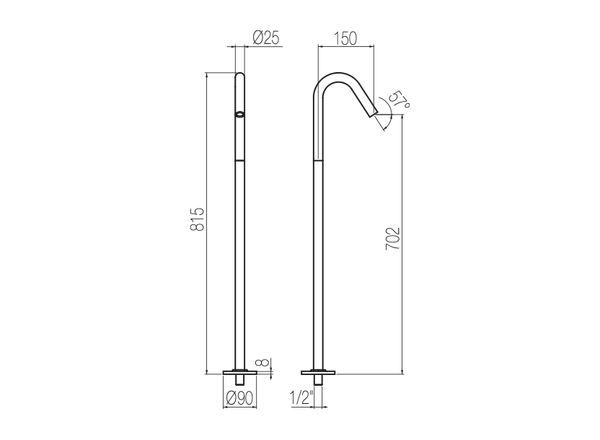  Vòi chậu lavabo chân dài gắn sàn bằng stainless steel Kàto - CHV1 