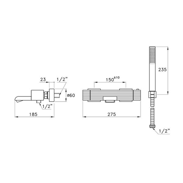  Vòi bồn tắm gắn tường có vòi sen cầm tay bằng đồng Casanova - 3267TM304 