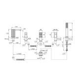  Vòi bồn tắm 5 lỗ có vòi sen cầm tay bằng đồng Casanova - 3256TR308 