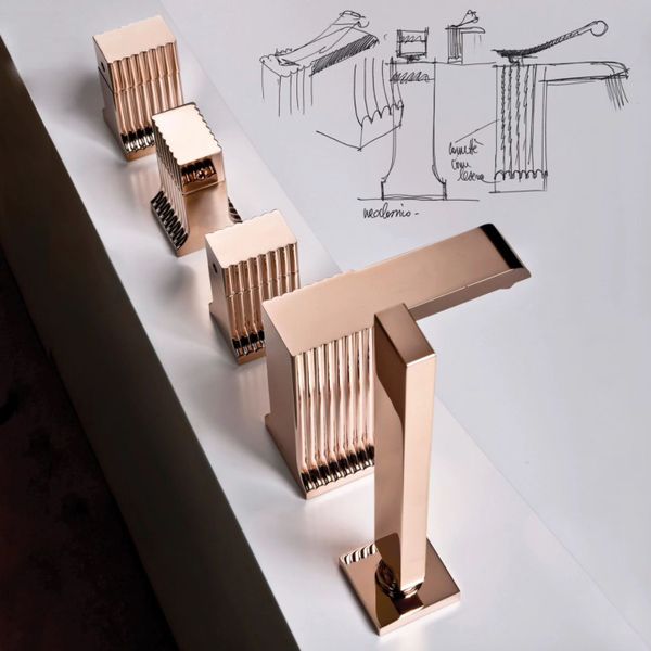  Vòi bồn tắm 5 lỗ có vòi sen cầm tay bằng đồng Casanova - 3256TR308 