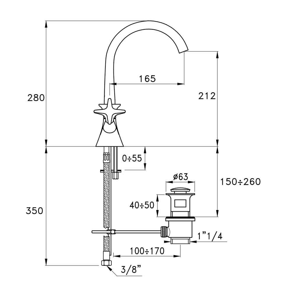  Vòi chậu lavabo bằng đồng 130 - 3217 