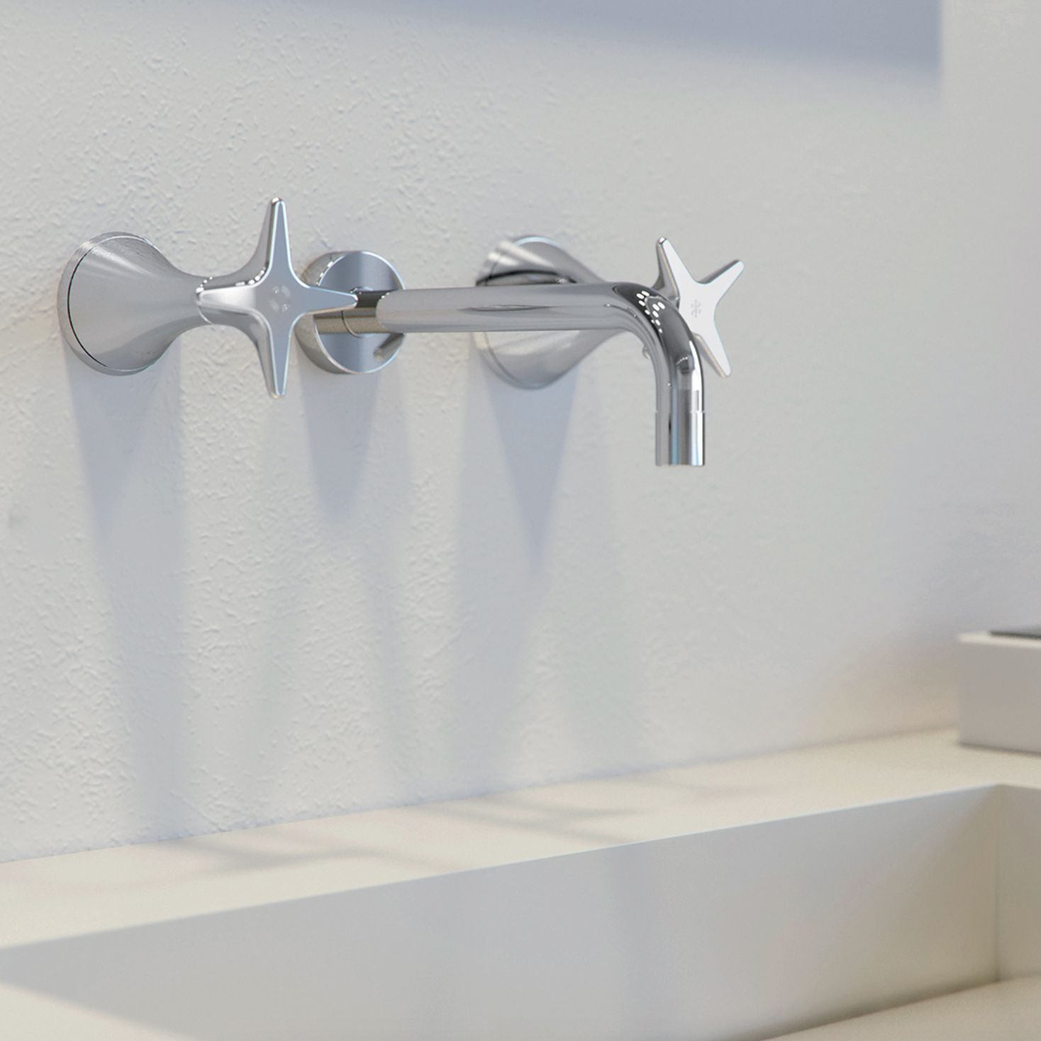  Vòi chậu lavabo gắn tường bằng đồng 130 - 3863 