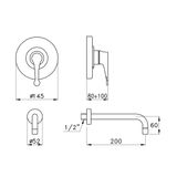  Vòi chậu lavabo gắn tường bằng đồng 130 - 3863MC 