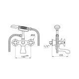  Vòi bồn tắm gắn tường có vòi sen cầm tay bằng đồng 130 - 3274-306 