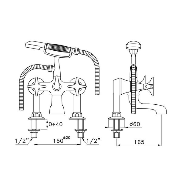  Vòi bồn tắm có vòi sen cầm tay bằng đồng 130 - 3274RG306 