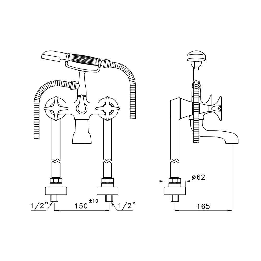  Vòi bồn tắm gắn sàn có vòi sen cầm tay bằng đồng 130 - 3274CL306 