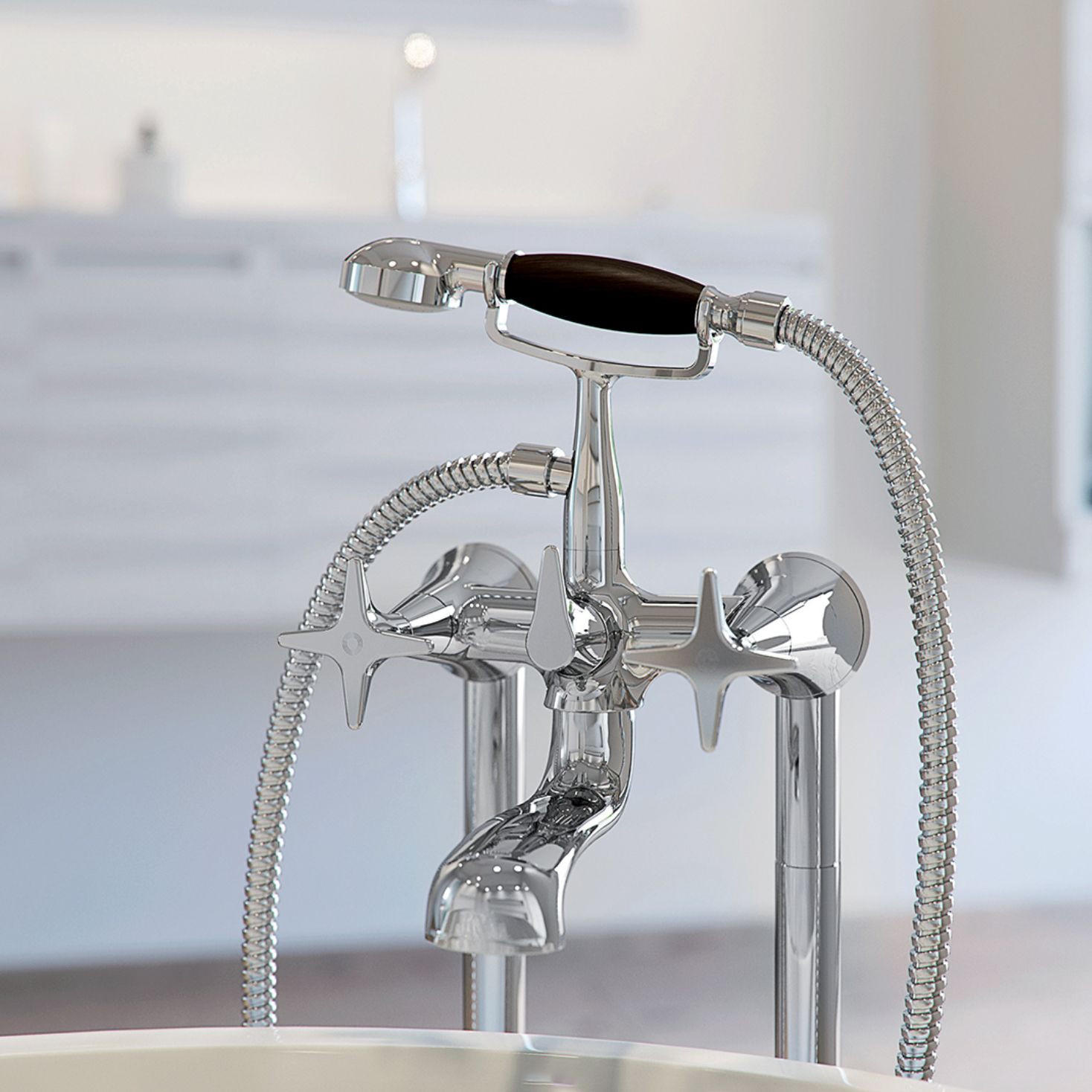  Vòi bồn tắm gắn sàn có vòi sen cầm tay bằng đồng 130 - 3274CL306 