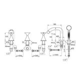  Vòi bồn tắm 5 lỗ có vòi sen cầm tay bằng đồng 130 - 3256TR308 