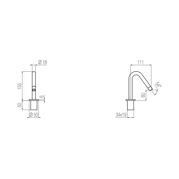  Vòi chậu lavabo cao 155m (không van trộn) bằng đồng Minimè - CTM1 