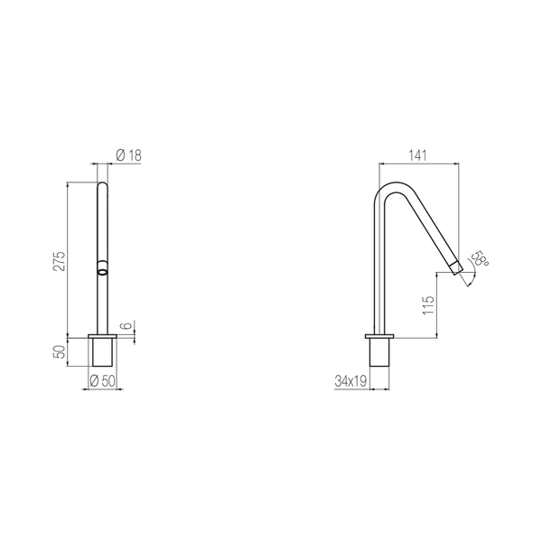  Vòi chậu lavabo cao 275mm (không van trộn) bằng đồng Minimè - CTM2 