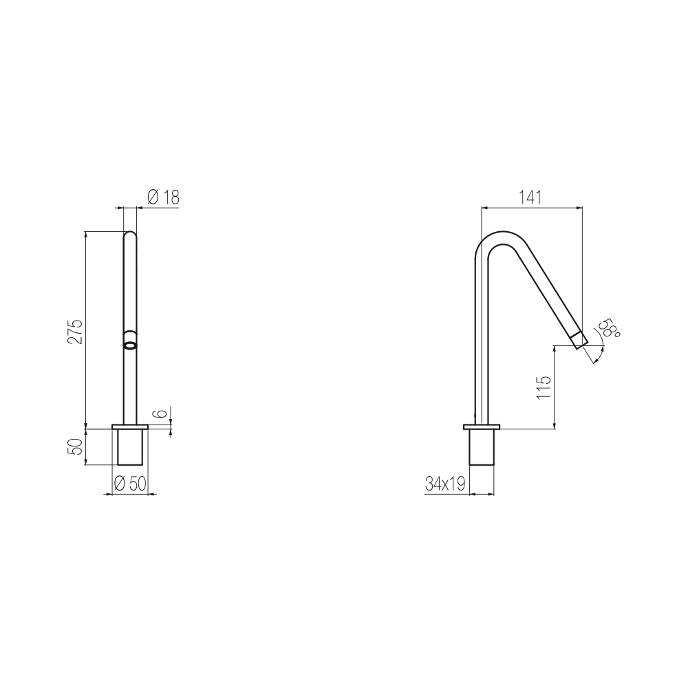  Vòi chậu lavabo cao 275mm (không van trộn) bằng đồng Minimè - CTM2 