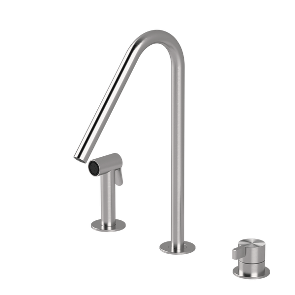  Vòi bếp rửa chén bát 3 lỗ có vòi xịt cầm tay bằng stainless steel Toox - CUC5 