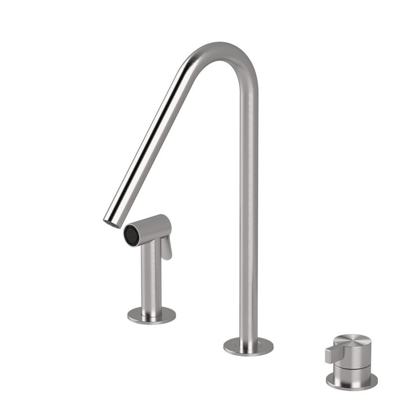  Vòi bếp rửa chén bát 3 lỗ có vòi xịt cầm tay bằng stainless steel Toox - CUC5 