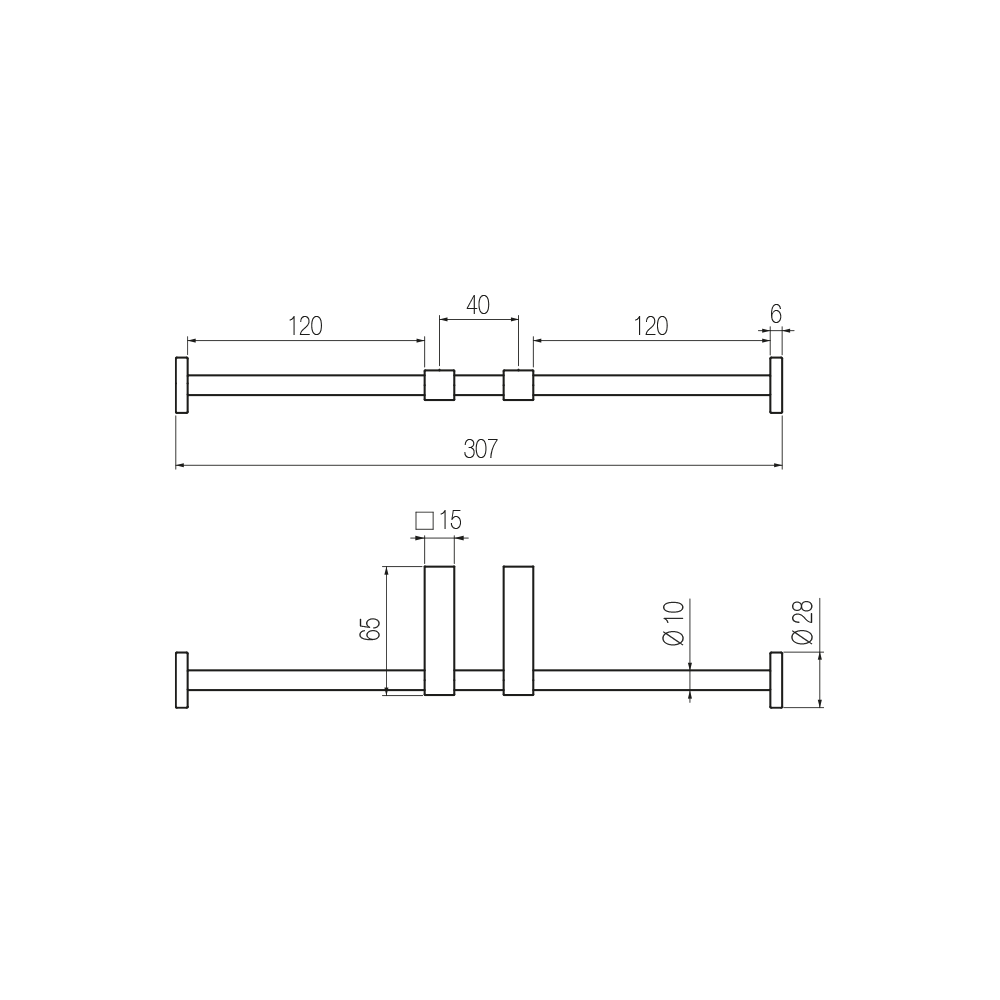  Móc treo giấy vệ sinh đôi không nắp chụp bằng đồng Koè - CWK10 