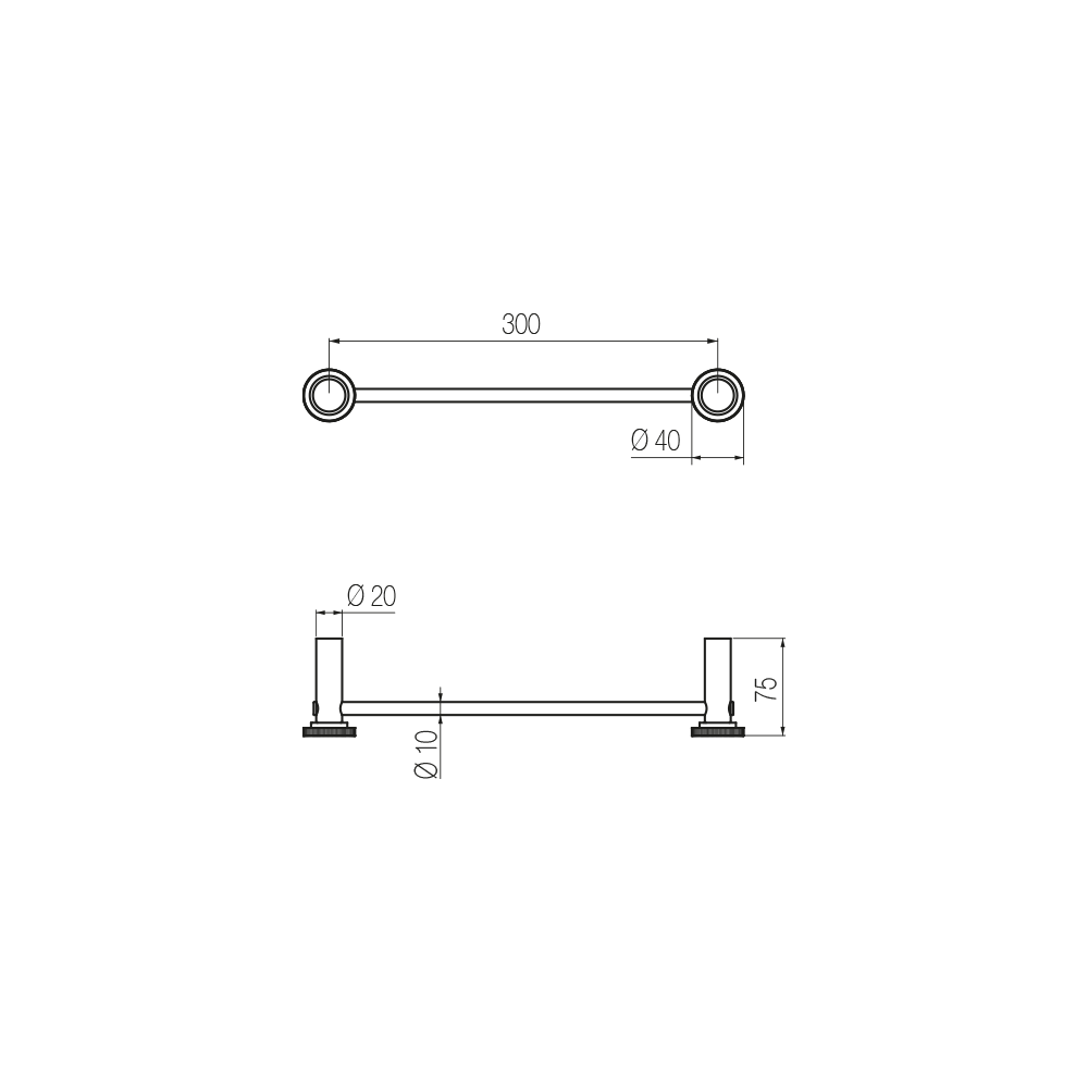  Thanh treo khăn phòng tắm 300mm bằng đồng Tibò - CWO3 
