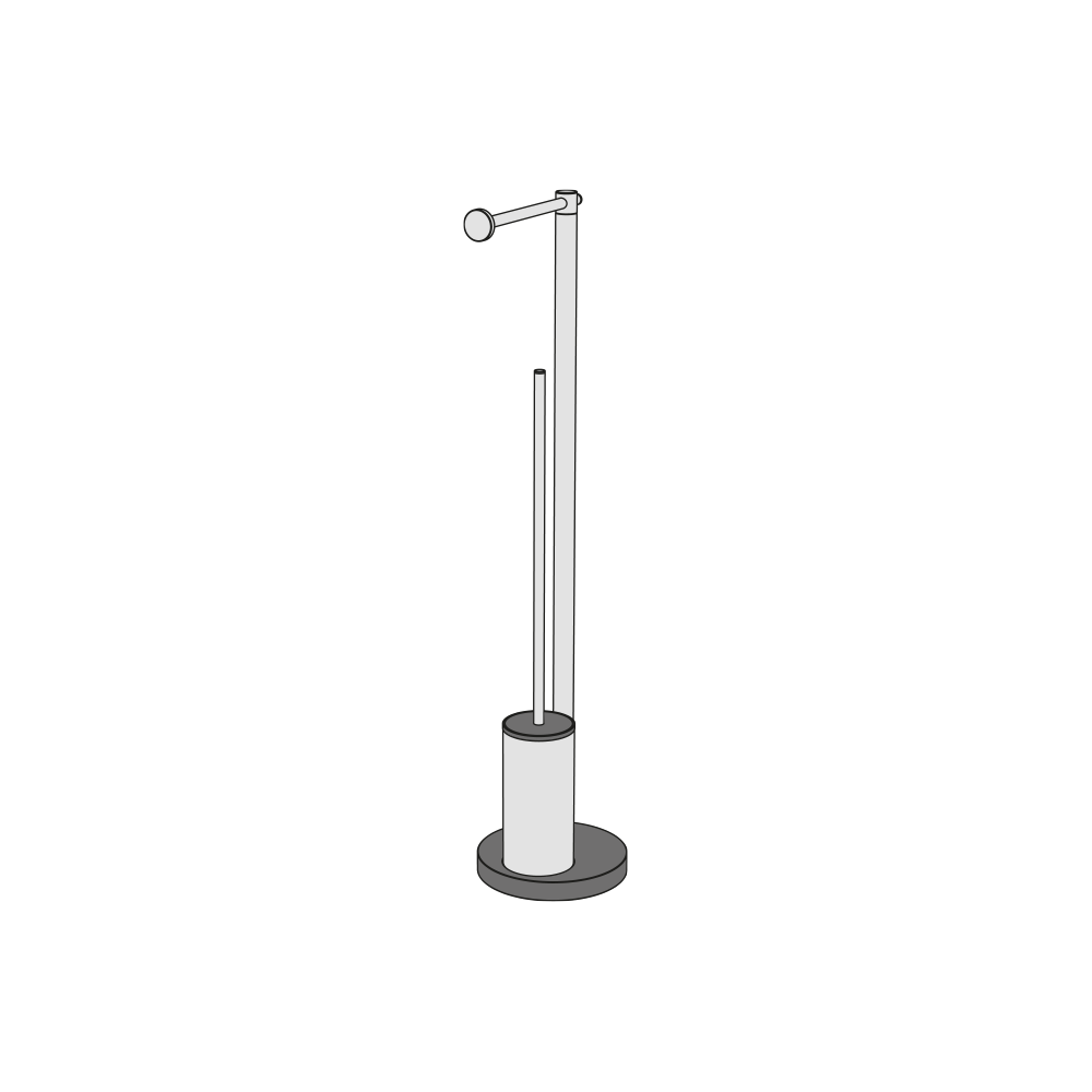  Cây treo giấy vệ sinh và bàn chải chà rửa vệ sinh toilet, phòng tắm bằng đồng để sàn Round - CWP1 