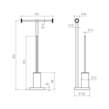  Cây treo giấy vệ sinh đôi và bàn chải chà rửa vệ sinh toilet, phòng tắm bằng đồng để sàn Tibò - CWP10 