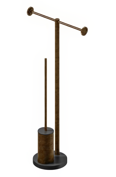  Cây treo giấy vệ sinh đôi và bàn chải chà rửa vệ sinh toilet, phòng tắm bằng đồng để sàn Tibò - CWP10 