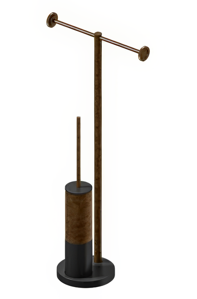 Cây treo giấy vệ sinh đôi và bàn chải chà rửa vệ sinh toilet, phòng tắm bằng đồng để sàn Tibò - CWP12 