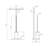  Cây treo giấy vệ sinh đôi và bàn chải chà rửa vệ sinh toilet, phòng tắm bằng đồng để sàn Round - CWP2 
