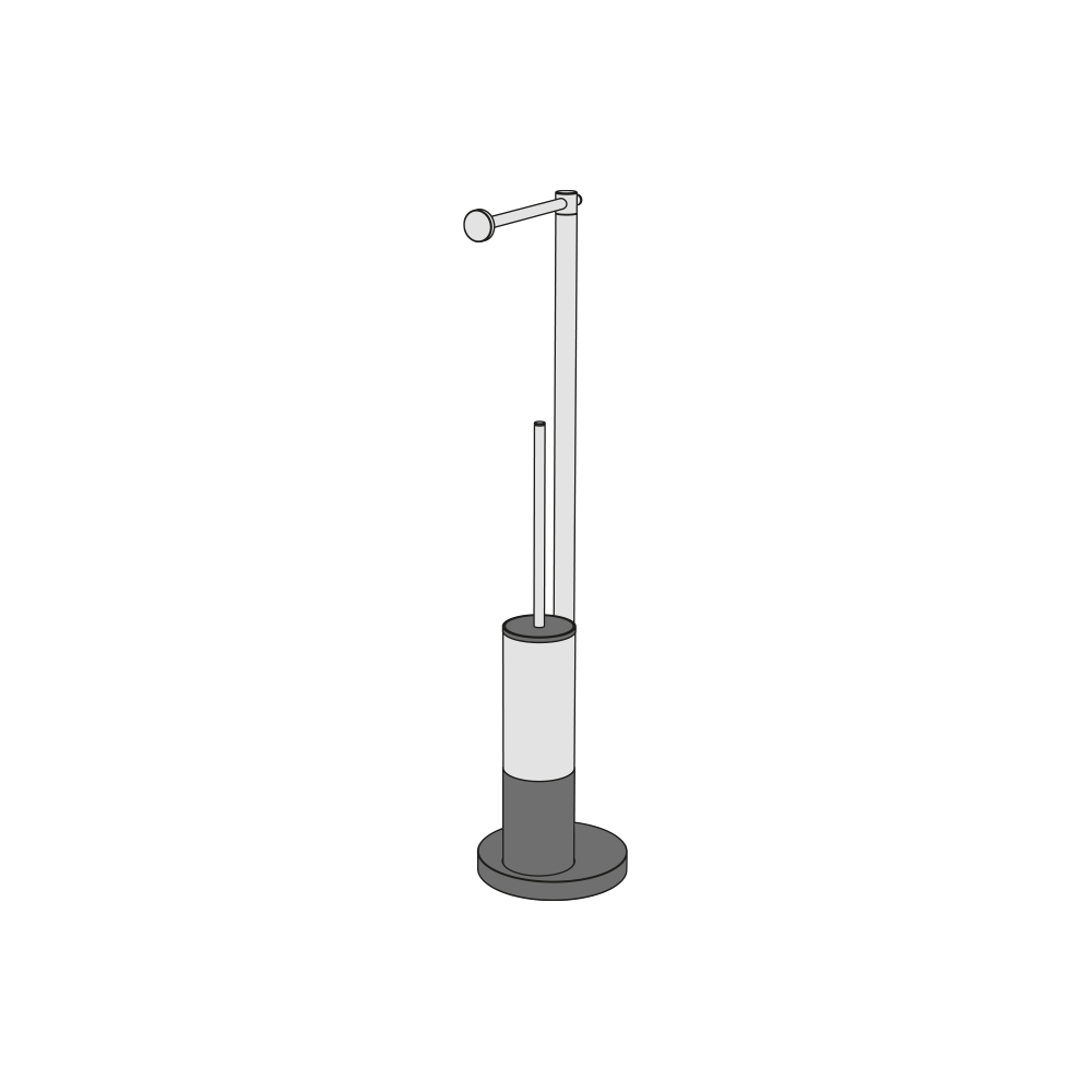  Cây treo giấy vệ sinh và bàn chải chà rửa vệ sinh toilet, phòng tắm bằng đồng để sàn Koè - CWP3 