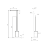  Cây treo giấy vệ sinh và bàn chải chà rửa vệ sinh toilet, phòng tắm bằng đồng để sàn Square - CWP5 