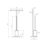  Cây treo giấy vệ sinh đôi và bàn chải chà rửa vệ sinh toilet, phòng tắm bằng đồng để sàn Square - CWP6 