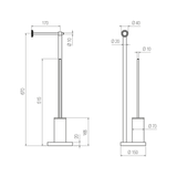  Cây treo giấy vệ sinh và bàn chải chà rửa vệ sinh toilet, phòng tắm bằng đồng để sàn Tibò - CWP9 