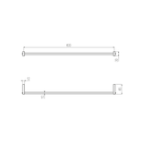  Thanh treo khăn phòng tắm 600mm bằng đồng Square - CWR5 