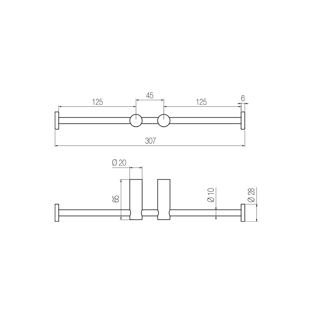  Móc treo giấy vệ sinh đôi không nắp chụp bằng đồng Round - CWT10 
