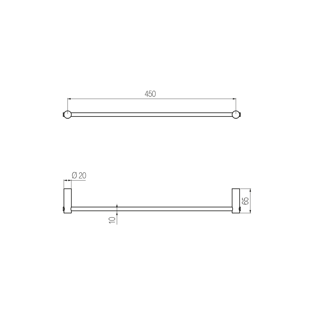  Thanh treo khăn phòng tắm 450mm bằng đồng Round - CWT4 